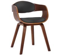 CLP Chaise Retro Kingston en Similicuir I Chaise De Salle A Manger avec Accoudoirs I Siège Et Dossier Rembourrés I Piétement en Bois, Couleur:Noyer/Noir
