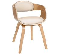 CLP Chaise Retro Kingston en Similicuir I Chaise De Salle A Manger avec Accoudoirs I Siège Et Dossier Rembourrés I Piétement en Bois, Couleur:Nature/crème