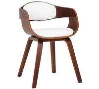 CLP Chaise Retro Kingston en Similicuir I Chaise De Salle A Manger avec Accoudoirs I Siège Et Dossier Rembourrés I Piétement en Bois, Couleur:Noyer/Blanc