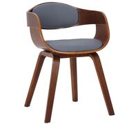 CLP Chaise Retro Kingston en Similicuir I Chaise De Salle A Manger avec Accoudoirs I Siège Et Dossier Rembourrés I Piétement en Bois, Couleur:Noyer/Gris