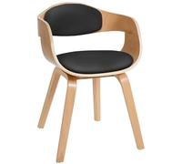 CLP Chaise Retro Kingston en Similicuir I Chaise De Salle A Manger avec Accoudoirs I Siège Et Dossier Rembourrés I Piétement en Bois, Couleur:Nature/Noir