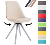 CLP Chaise Scandinave Calais en Similicuir avec Pieds Bois De Hêtre Ronds I Chaise Pivotante avec Dossier I Chaise Design Retro