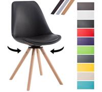 CLP Chaise Scandinave Calais en Similicuir avec Pieds Bois De Hêtre Ronds I Chaise Pivotante avec Dossier I Chaise Design Retro