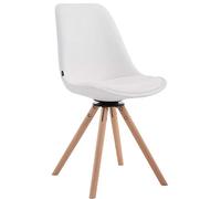CLP Chaise Scandinave Calais Similicuir Pieds Bois De Hêtre Ronds I Chaise Pivotante avec Dossier I Chaise Design Retro, Couleur:Blanc, Couleur du Cadre:Natura