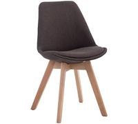 CLP Chaise visiteur Borneo V2, rembourrée, tissu, base en bois, 4 pieds, design rétro, mélange de matières, dossier en plastique, sans accoudoirs, base couleur : gris foncé natura