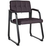 CLP Chaise Visiteur Canada B - Assise et Dossier Rembourré avec Revêtement en Similicuir - Chaise de Cuisine avec Accoudoirs - Piétement en Méta, Couleur:Marron