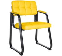 CLP Chaise Visiteur Canada B - Assise et Dossier Rembourré avec Revêtement en Similicuir - Chaise de Cuisine avec Accoudoirs - Piétement en Méta, Couleur:Jaune