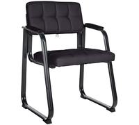 CLP Chaise Visiteur Canada B - Assise et Dossier Rembourré avec Revêtement en Similicuir - Chaise de Cuisine avec Accoudoirs - Piétement en Méta, Couleur:Noir