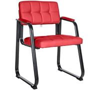 CLP Chaise Visiteur Canada B - Assise et Dossier Rembourré avec Revêtement en Similicuir - Chaise de Cuisine avec Accoudoirs - Piétement en Méta, Couleur:Rouge