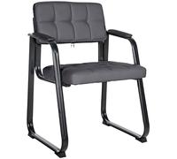CLP Chaise Visiteur Canada B - Assise et Dossier Rembourré avec Revêtement en Similicuir - Chaise de Cuisine avec Accoudoirs - Piétement en Méta, Couleur:Gris