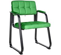 CLP Chaise Visiteur Canada B - Assise et Dossier Rembourré avec Revêtement en Similicuir - Chaise de Cuisine avec Accoudoirs - Piétement en Méta, Couleur:Vert
