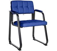 CLP Chaise Visiteur Canada B - Assise et Dossier Rembourré avec Revêtement en Similicuir - Chaise de Cuisine avec Accoudoirs - Piétement en Méta, Couleur:Bleu