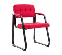 CLP Chaise Visiteur Canada B I Assise et Dossier Rembourré Revêtement Tissu I Chaise de Cuisine avec Accoudoirs I Pieds en Métal I Couleur: Rouge, métal Mat Noir