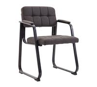 CLP Chaise Visiteur Canada B I Assise et Dossier Rembourré Revêtement Tissu I Chaise de Cuisine avec Accoudoirs I Pieds en Métal I Couleur: Gris foncé, métal Mat Noir