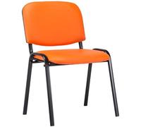 CLP Chaise Visiteur Empilable Ken en Similicuir I Chaise De Reception Confortable avec Dossier Pieds en Métal Robustes Couleur:Orange