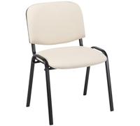 CLP Chaise Visiteur Empilable Ken en Similicuir I Chaise De Reception Confortable avec Dossier Pieds en Métal Robustes Couleur:crème