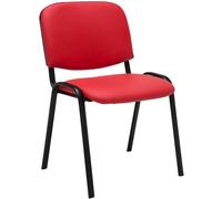 CLP Chaise Visiteur Empilable Ken en Similicuir I Chaise De Reception Confortable avec Dossier Pieds en Métal Robustes | Couleur Rouge