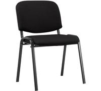 CLP Chaise Visiteur Empilable Ken en Tissu I Chaise De Reception Confortable avec Dossier Et Pieds en Métal Robuste, Couleur:Noir