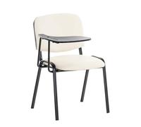 CLP Chaise Visiteur Ken Similicuir et Tablette Rabattable I Chaise Salle de Conférence Stable Confortable Dossier et Assise Rembourrés I Couleur Couleur:crème