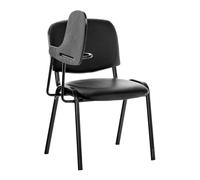 CLP Chaise Visiteur Ken Similicuir et Tablette Rabattable I Chaise Salle de Conférence Stable Confortable Dossier et Assise Rembourrés I Couleur, Couleur:Noir
