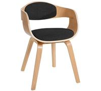 CLP Chaise Visiteur Kingston en Tissu I Chaise Rétro avec accoudoirs rembourrés, Chaise à Manger en Bois, Couleur : Nature/Noir