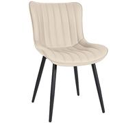 CLP Chaise Visiteur Largo I Velours I Similicuir I Chaise de Salle à Manger avec Structure métallique, Couleur:crème, Matériel:Similicuir