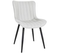 CLP Chaise Visiteur Largo I Velours I Similicuir I Chaise de Salle à Manger avec Structure métallique, Couleur:Blanc, Matériel:Similicuir