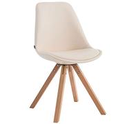 CLP Chaise visiteur Laval – siège rembourré similicuir, pieds bois carrés, crème, cadre Natura