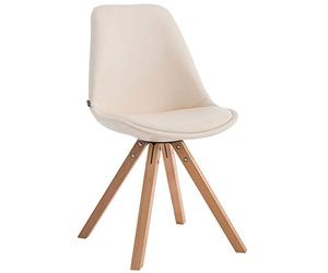 CLP Chaise Visiteur Laval Siège Rembourré Dossier Similicuir I Chaise de Salle à Manger Confortable Pieds en Bois Forme Carrée | Couleur crème Couleur du Cadre Natura