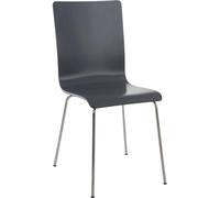 CLP Chaise Visiteur Pepe I Fauteuil Ergonomique avec Assise en Bois I Structure Métallique Stable I Confort Et Style, Couleur:Gris