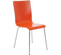 CLP Chaise Visiteur Pepe I Fauteuil Ergonomique avec Assise en Bois I Structure Métallique Stable I Confort Et Style, Couleur:Orange