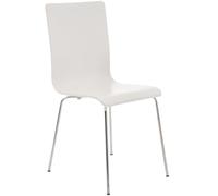 CLP Chaise Visiteur Pepe I Fauteuil Ergonomique avec Assise en Bois I Structure Métallique Stable I Confort Et Style, Couleur:Blanc