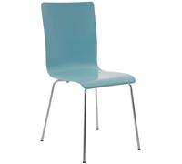 CLP Chaise Visiteur Pepe I Fauteuil Ergonomique avec Assise en Bois I Structure Métallique Stable I Confort Et Style, Couleur:Bleu Clair