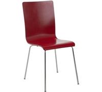 CLP Chaise Visiteur Pepe I Fauteuil Ergonomique avec Assise en Bois I Structure Métallique Stable I Confort Et Style, Couleur:Rouge