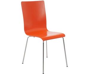 CLP Chaise Visiteur Pepe I Fauteuil Ergonomique avec Assise en Bois I Structure Métallique Stable I Confort Et Style Couleur:Orange