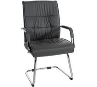 CLP Chaise Visiteur Sievert en Similicuir avec Accoudoirs | Fauteuil Luge sur Piètement en Métal I Assise Et Dossier Rembourrés, Couleur:Gris