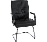 CLP Chaise Visiteur Sievert en Similicuir avec Accoudoirs | Fauteuil Luge sur Piètement en Métal I Assise Et Dossier Rembourrés, Couleur:Noir