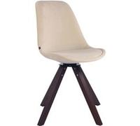 Chaise De Salle A Manger Design Retro TROYES en Velours I Chaise Rembourrée I Piétement Bois en Forme Carrée I Assise Pivotante, Couleur:crème, Couleur du Cadre:Noyer