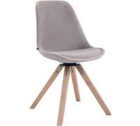 CLP Chaise visiteur Troyes en velours avec piétement Carré en bois de hêtre ou de chêne , Gris/Nature Gris
