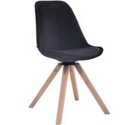 CLP Chaise visiteur Troyes en velours avec piétement Carré en bois de hêtre ou de chêne , Noir /Nature Noir