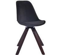 Chaise De Salle A Manger Design Retro TROYES en Velours I Chaise Rembourrée I Piétement Bois en Forme Carrée I Assise Pivotante, Couleur:Noir, Couleur du Cadre:Noyer