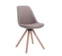 CLP Chaise visiteur Troyes Tissu Rond pivotant et avec pieds ronds en bois,taupe naturel