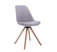 CLP Chaise visiteur Troyes Tissu Rond pivotant et pieds ronds en bois,gris naturel