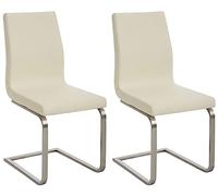 CLP Chaises de Salle à Manger 2 pièces Belfort, Cantilever rembourré, revêtement Simili Cuir, Structure en Acier Inoxydable, Couleur:crème