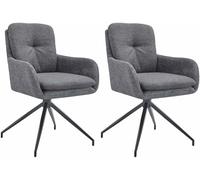 CLP Chaises de Salle à Manger Lot de 2 pivotantes 180° Pickett en Tissu, fauteuils avec accoudoirs et Dossier, capacité jusqu'à 150 kg, Couleur:Gris foncé
