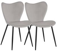 CLP Chaises de Salle a Manger Maika, Lot de 2, rembourrees ergonomiques avec Dossier, chaises de Cuisine, Pieds Metal, Charge Max. 150 kg Couleur Gris Matériel Velours