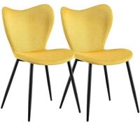 CLP Chaises de Salle a Manger Maika, Lot de 2, rembourrees ergonomiques avec Dossier, chaises de Cuisine, Pieds Metal, Charge Max. 150 kg Couleur:Jaune;Matériel:Tissu