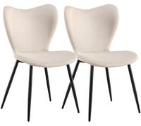 CLP Chaises de Salle a Manger Maika, Lot de 2, rembourrees ergonomiques avec Dossier, chaises de Cuisine, Pieds Metal, Charge Max. 150 kg Couleur:crème;Matériel:Tissu