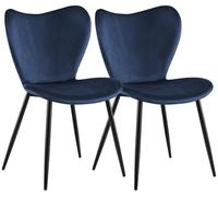 CLP Chaises de Salle a Manger Maika, Lot de 2, rembourrees ergonomiques avec Dossier, chaises de Cuisine, Pieds Metal, Charge Max. 150 kg Couleur:Bleu foncé;Matériel:Velours