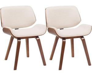 CLP Chaises de Salle a Manger rembourrees Beverley Lot de 2 en Tissu, chaises avec Dossier, Pieds Aspect Noyer, Style Retro Couleur:Noyer/crème